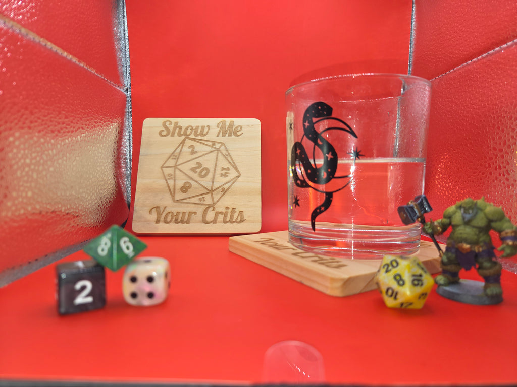 Show Me Your Crits Coaster Set - Wooden Coasters - 4pc