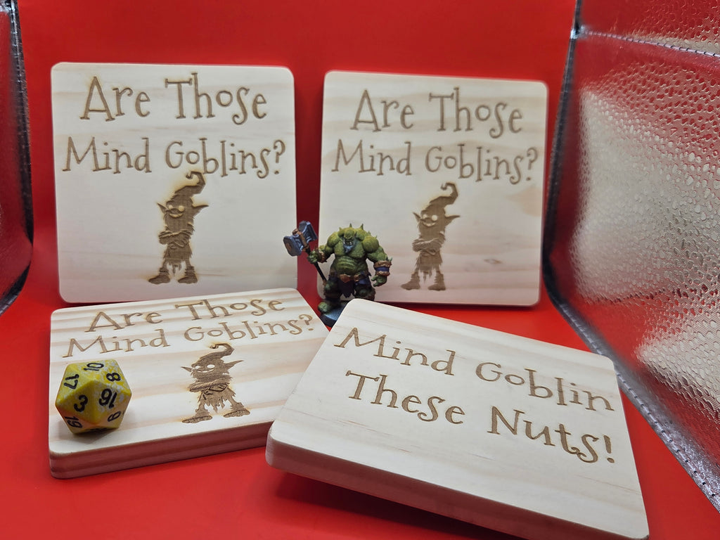 Mind Goblin Coaster set - 4pc - Wooden Coasters