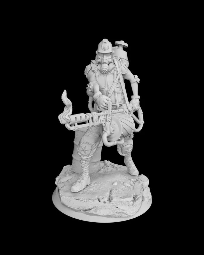 FLAMETHROWER TROOPER  - Science Fiction - Human - 32mm - Unpainted