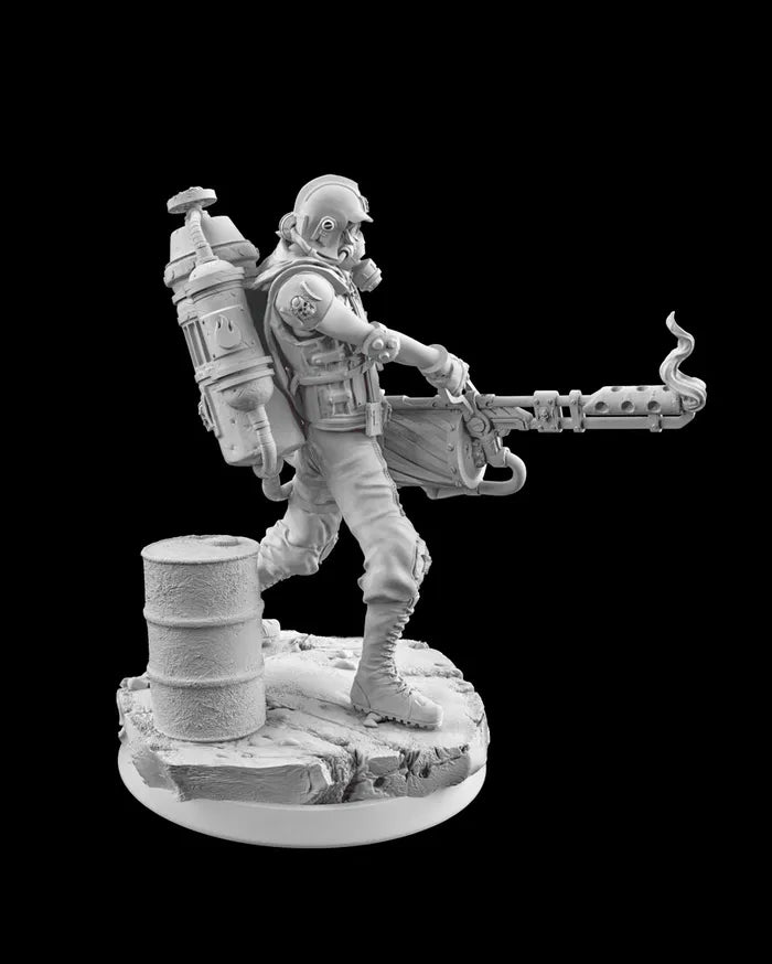 FLAMETHROWER TROOPER  - Science Fiction - Human - 32mm - Unpainted