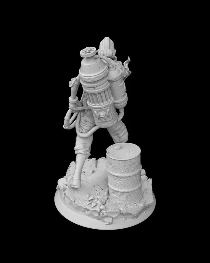 FLAMETHROWER TROOPER  - Science Fiction - Human - 32mm - Unpainted