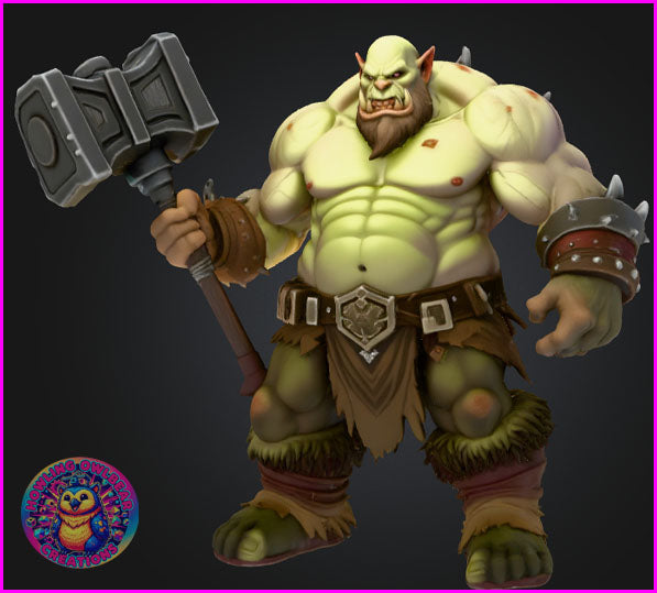 Gorvak the Blood-Bellow - 32mm - Orc Warrior - Unpainted. Original Design - unpainted