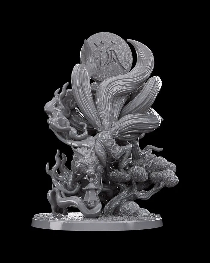 Kitsune, Trickster of a Thousand Forms - Nine Tails - 32mm - Unpainted