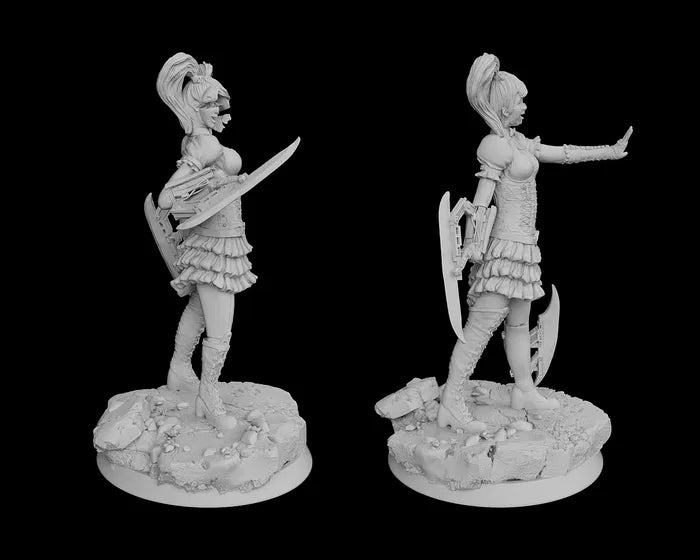  TWIN ANDROIDS - Science fiction - Robot Girls - 32mm - Unpainted